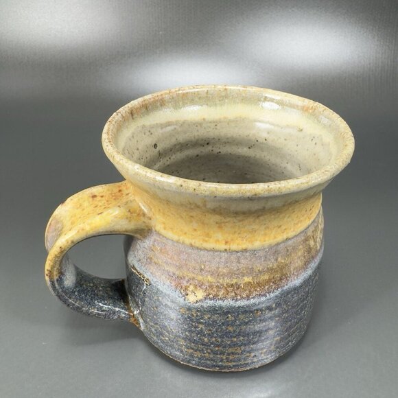 Hand Made Pottery Stoneware Coffee Mug Cup Set 4 Mugs Cups Primitive Signed VTG - Picture 10 of 16